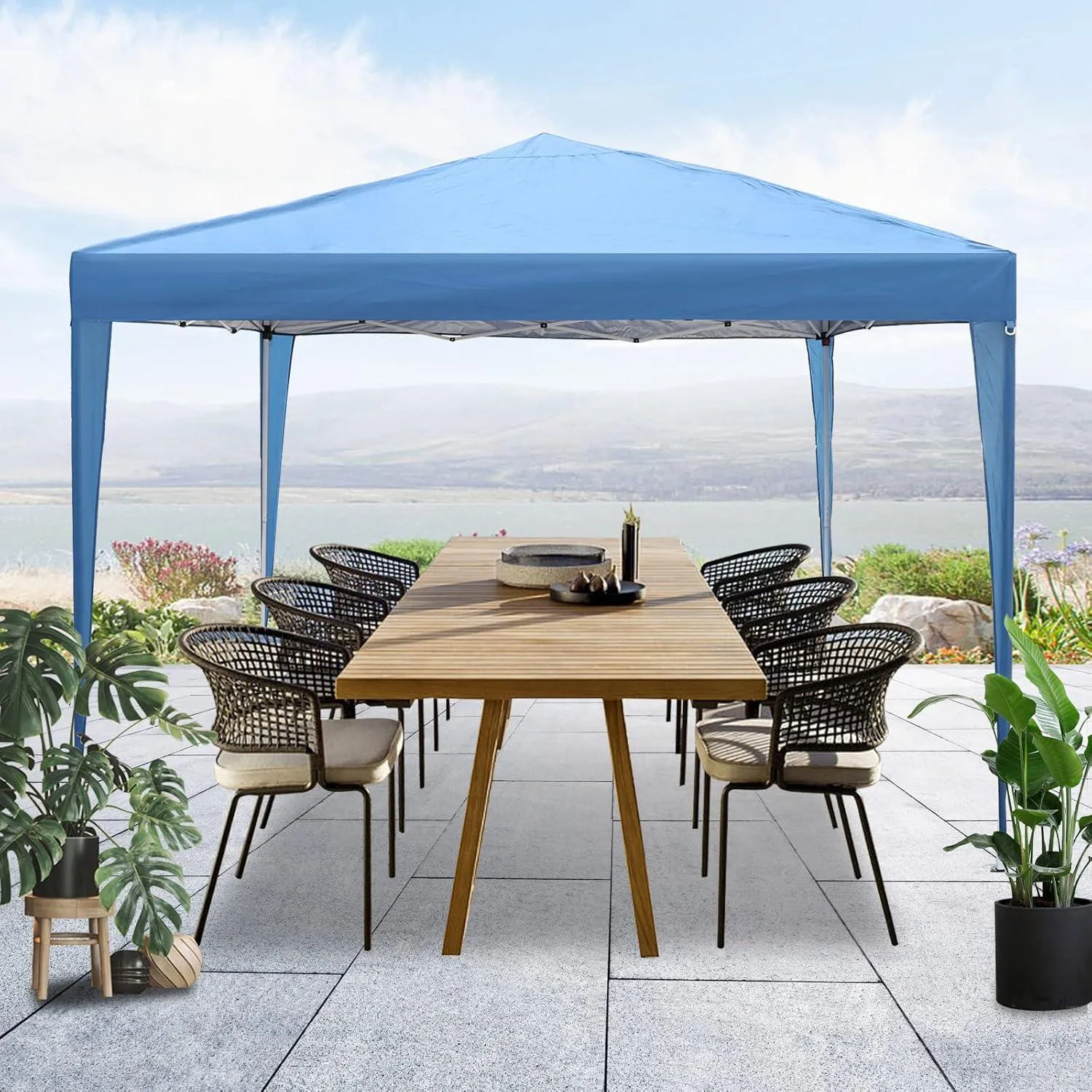 Pop up Gazebo Canopy Tent, 10'x10' Patio  Easy to Setup Portable Outdoor Sun Shade, Blue