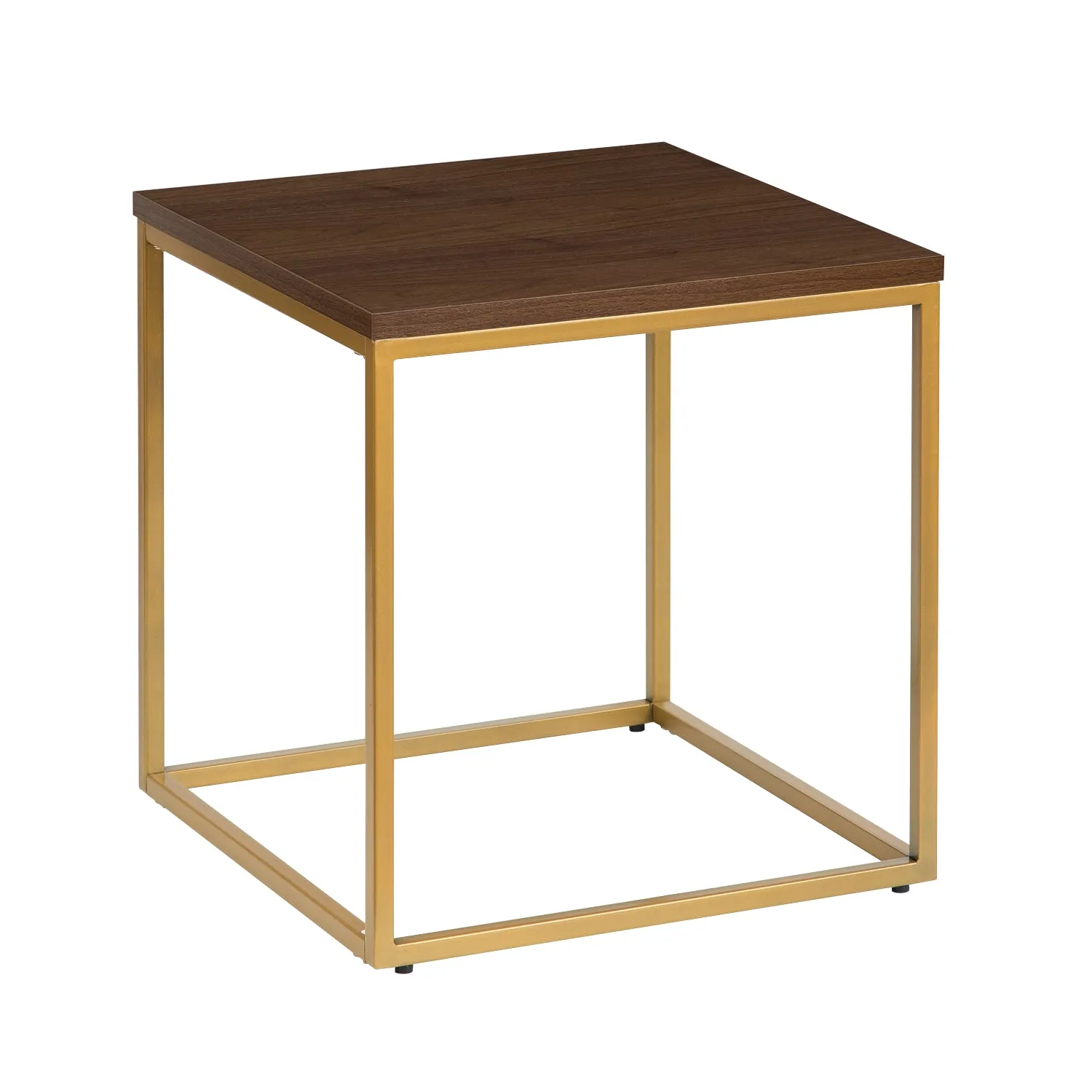Regis Side Table/ End Table/ Nightstand (Walnut/Gold, 45 x 45 x 46(H) cm)