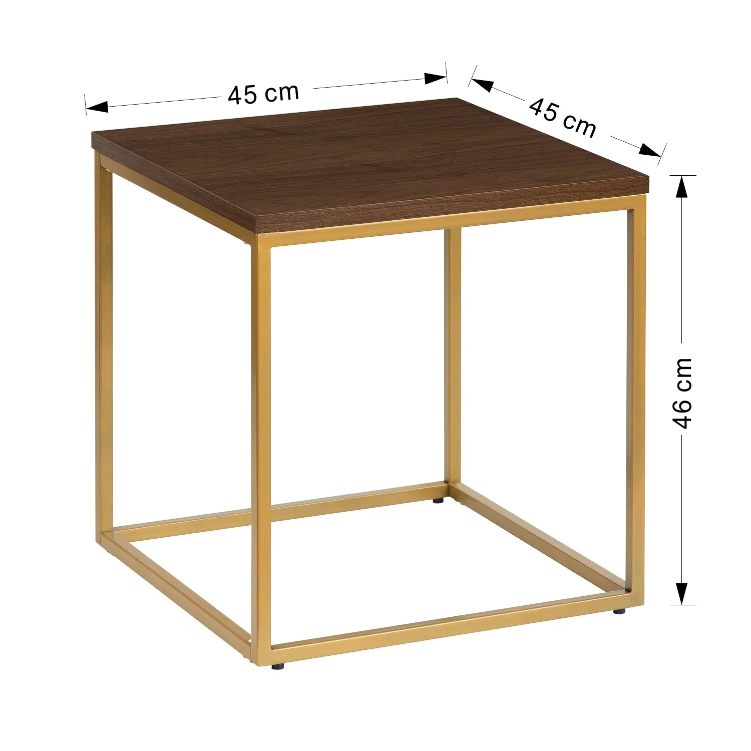 Regis Side Table/ End Table/ Nightstand (Walnut/Gold, 45 x 45 x 46(H) cm)