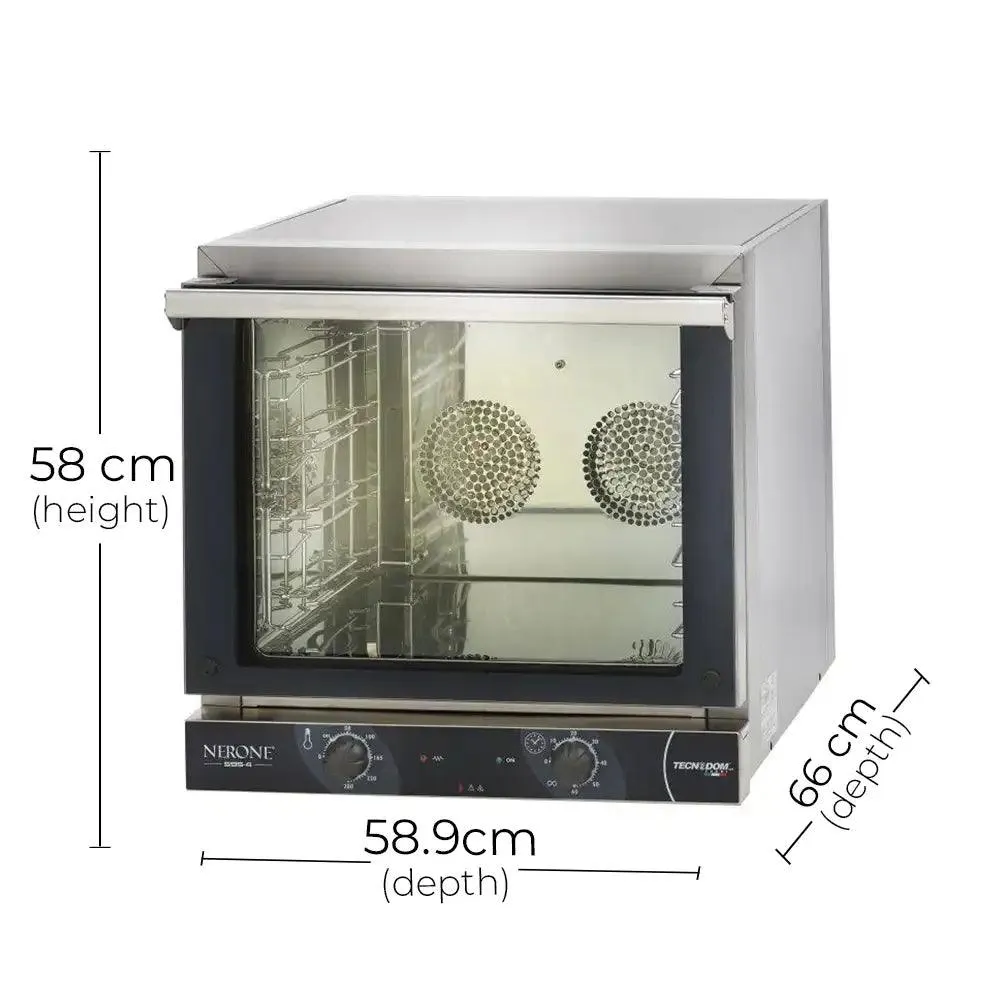 Tecnodom FEM04NE595V Manual Convection Oven, 4 Trays Capacity, Electrical Power 3.15 kW, 58.9 x 68 x 58cm