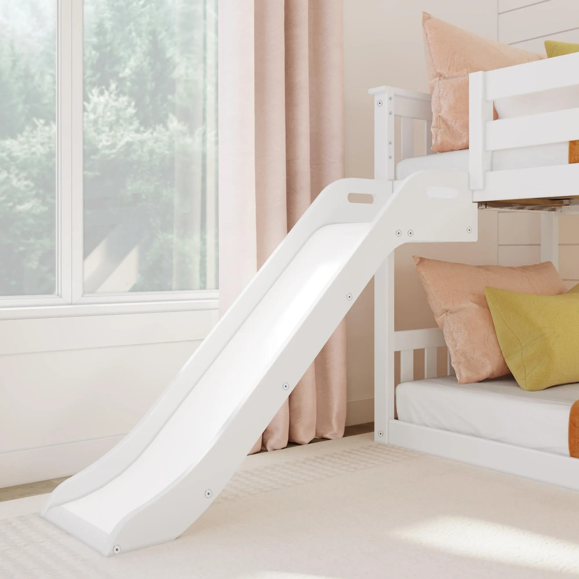 Twin Over Twin Low Bunk Bed With Easy Slide & Stairs