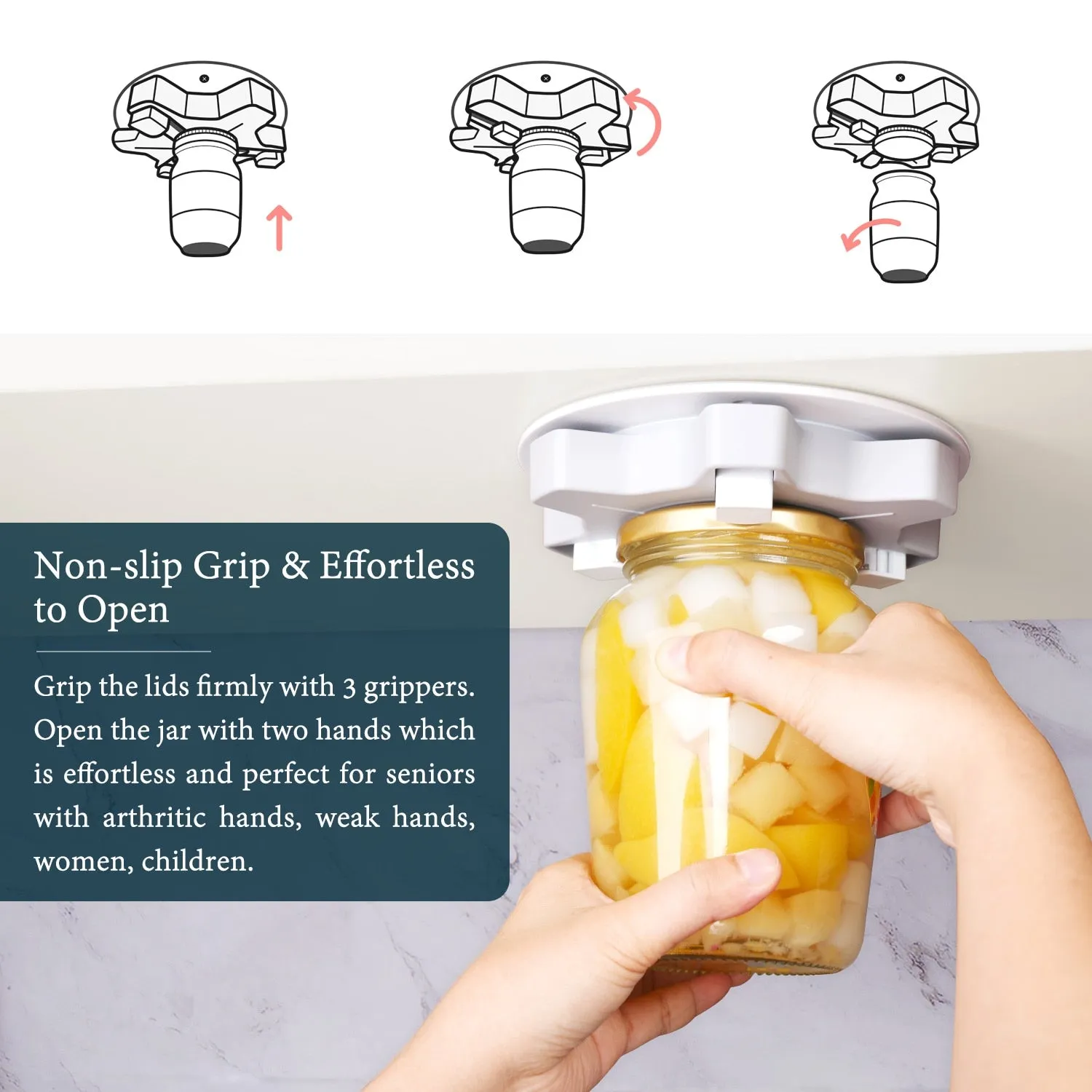 Under Cabinet Jar Opener: Empower Weak Hands and Seniors with 3-in-1 Gripper Magic!