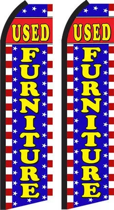 Used Furniture Two (2) Swooper Feather Flag Complete Sets With Pole And Ground Spike