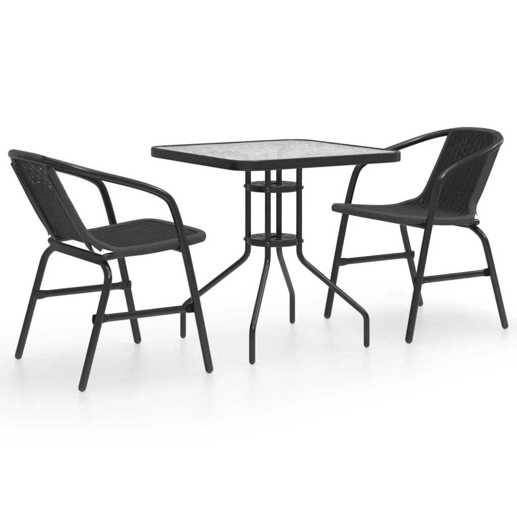 vidaXL 3 Piece Patio Dining Set Black - Sturdy and Durable