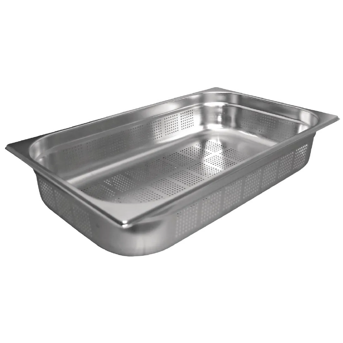 Vogue Stainless Steel Perforated 1/1 Gastronorm Tray 200mm - K843