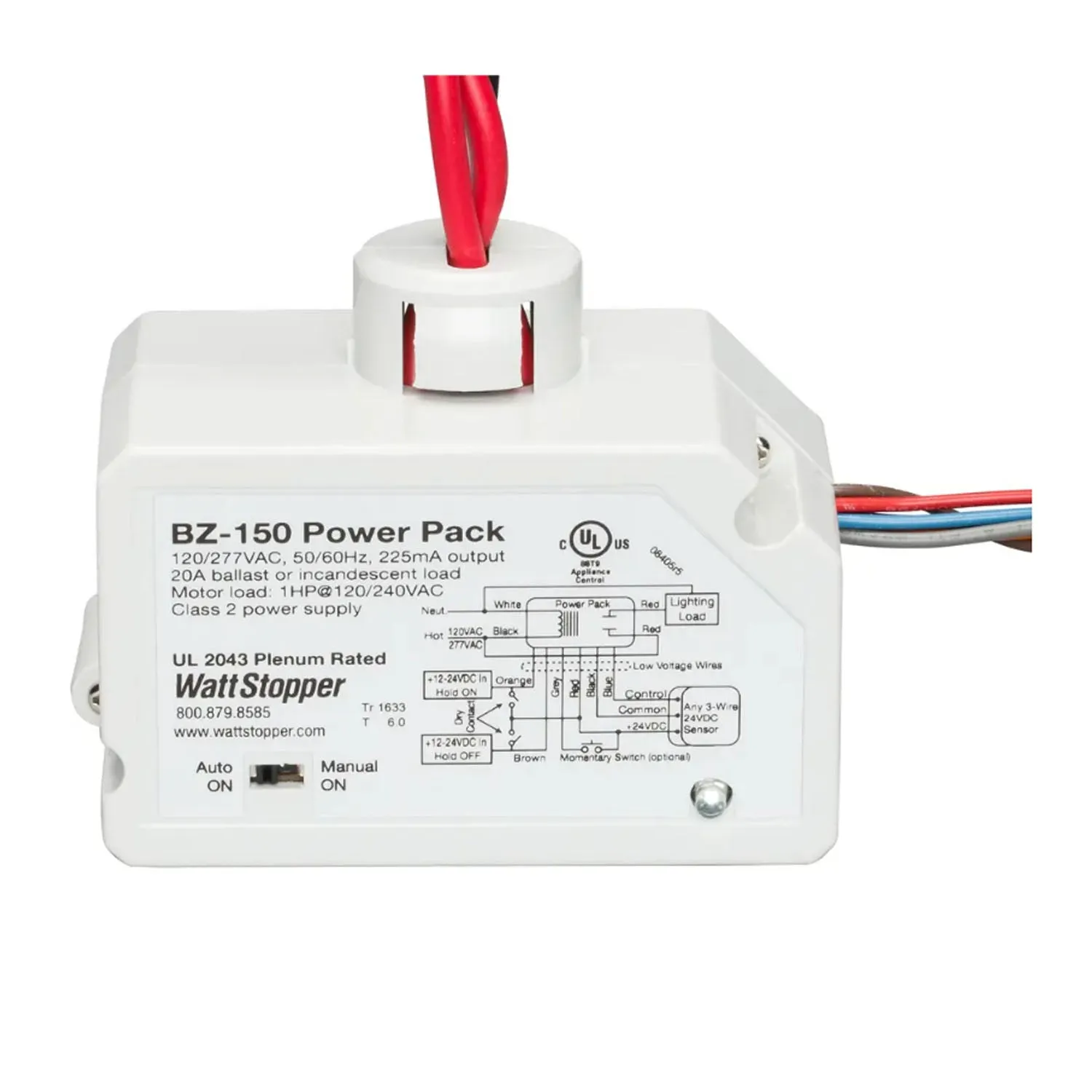 Wattstopper Universal Voltage Power Pack, 225mA, Auto or Manual On/Off