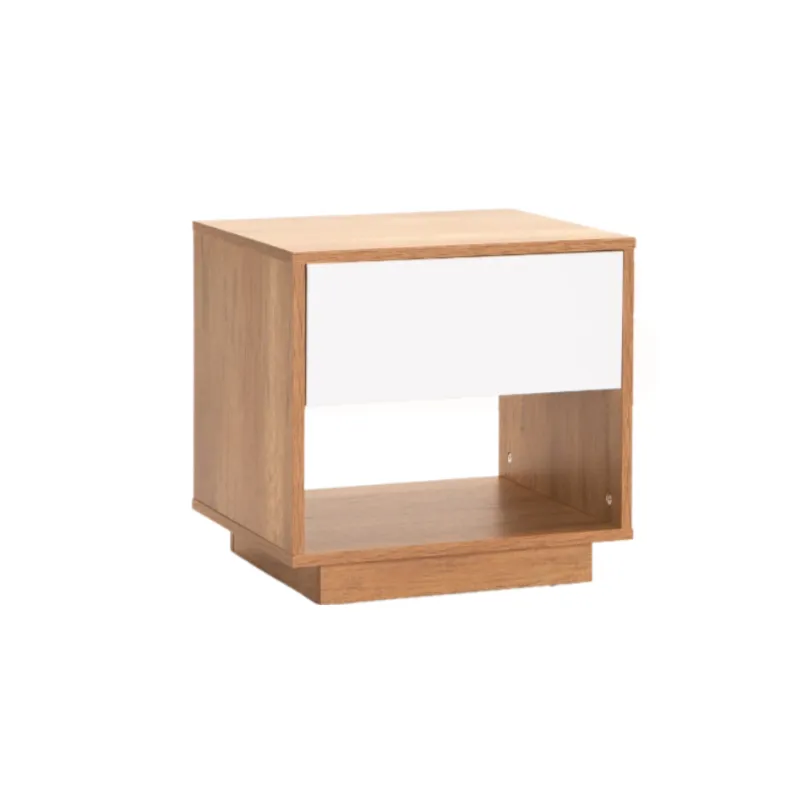 Wood 1 Drawer With Shelf Nightstand Pedestal Brown (Wild Oak/White)
