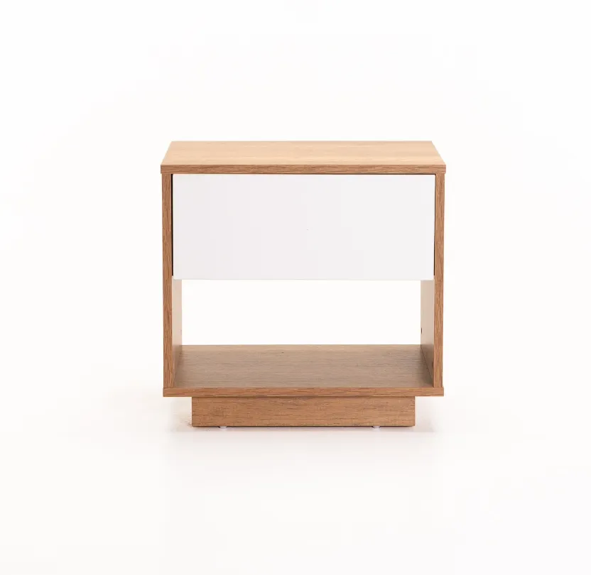 Wood 1 Drawer With Shelf Nightstand Pedestal Brown (Wild Oak/White)