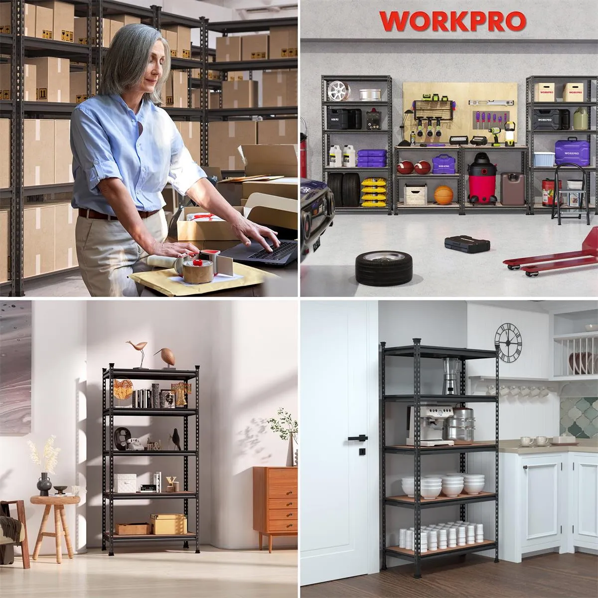 WORKPRO 5-Tier Adjustable Metal Rack Storage Heavy Duty Shelving Unit, 36”W x 18”D x 72”H, 4000 lbs Load Capacity