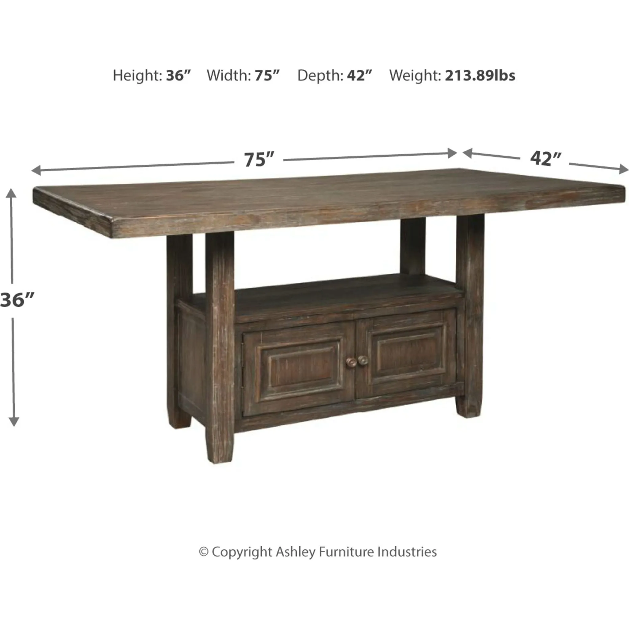 Wyndahl Counter Table - Rustic Brown - (D813-32)